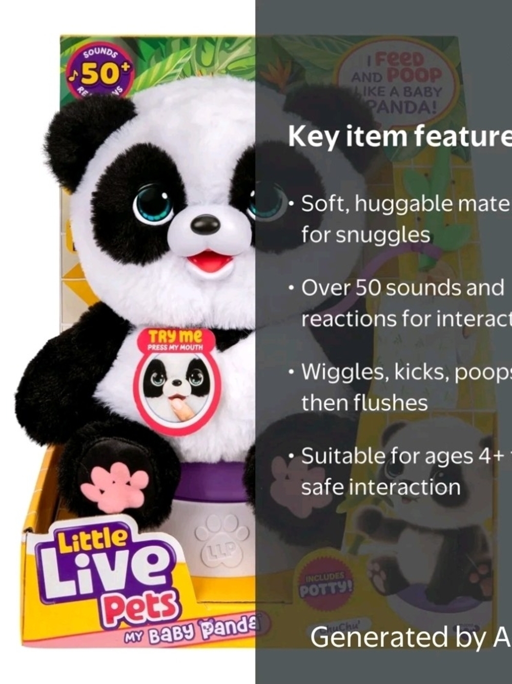 Little Live Pets My Baby Panda ChuChu, Interactive Pet, 50+ Sounds & Reactions - Picture 7 of 12